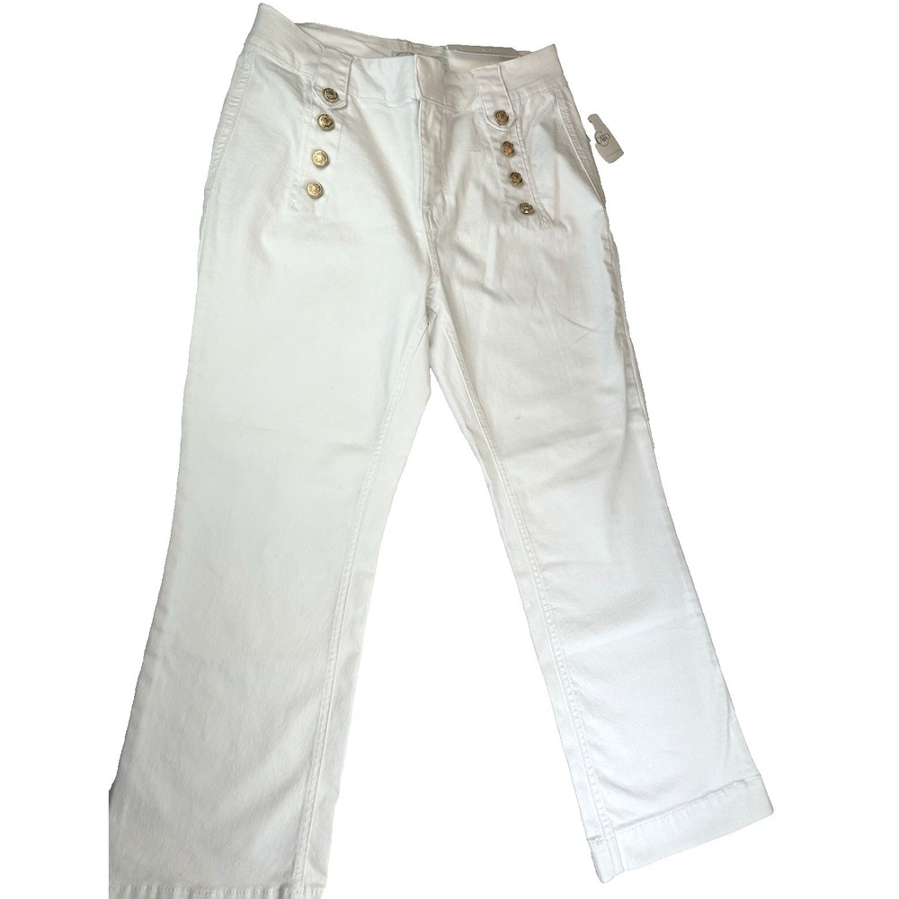 NWT Est 1946 Denim  Ankle Gold Button Coastal Grandma Nautical Beach Size 12
